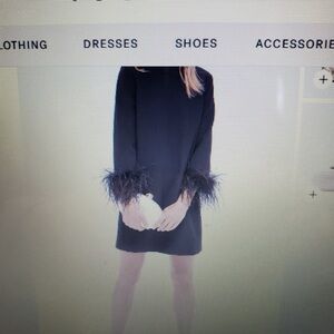 Chic Black Feather Cuff Dress